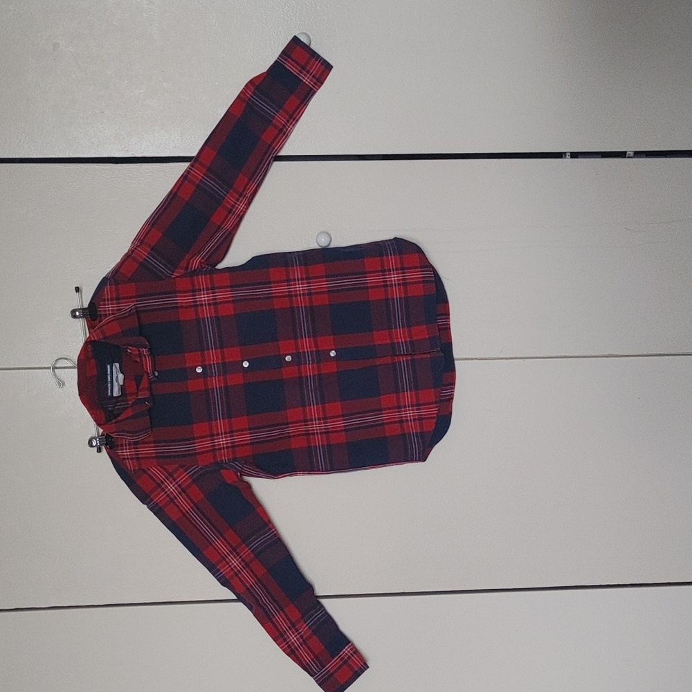 Old Navy The Classic Shirt Red / Blue Plaid Print Size Small S